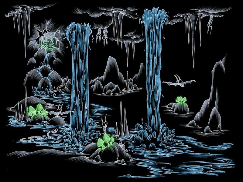 Cave with Glowing Mushrooms