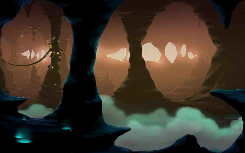 Cave with Glowing Pillars — Brown