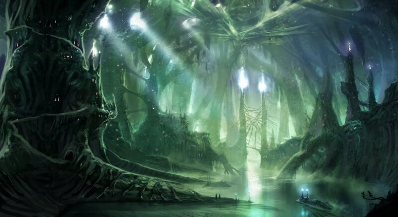 Cave with Glowing Trees — Green
