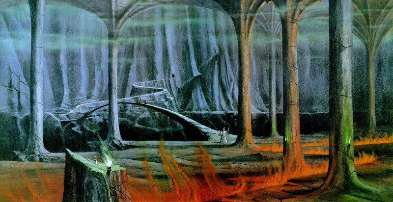 Cave with glowing trees