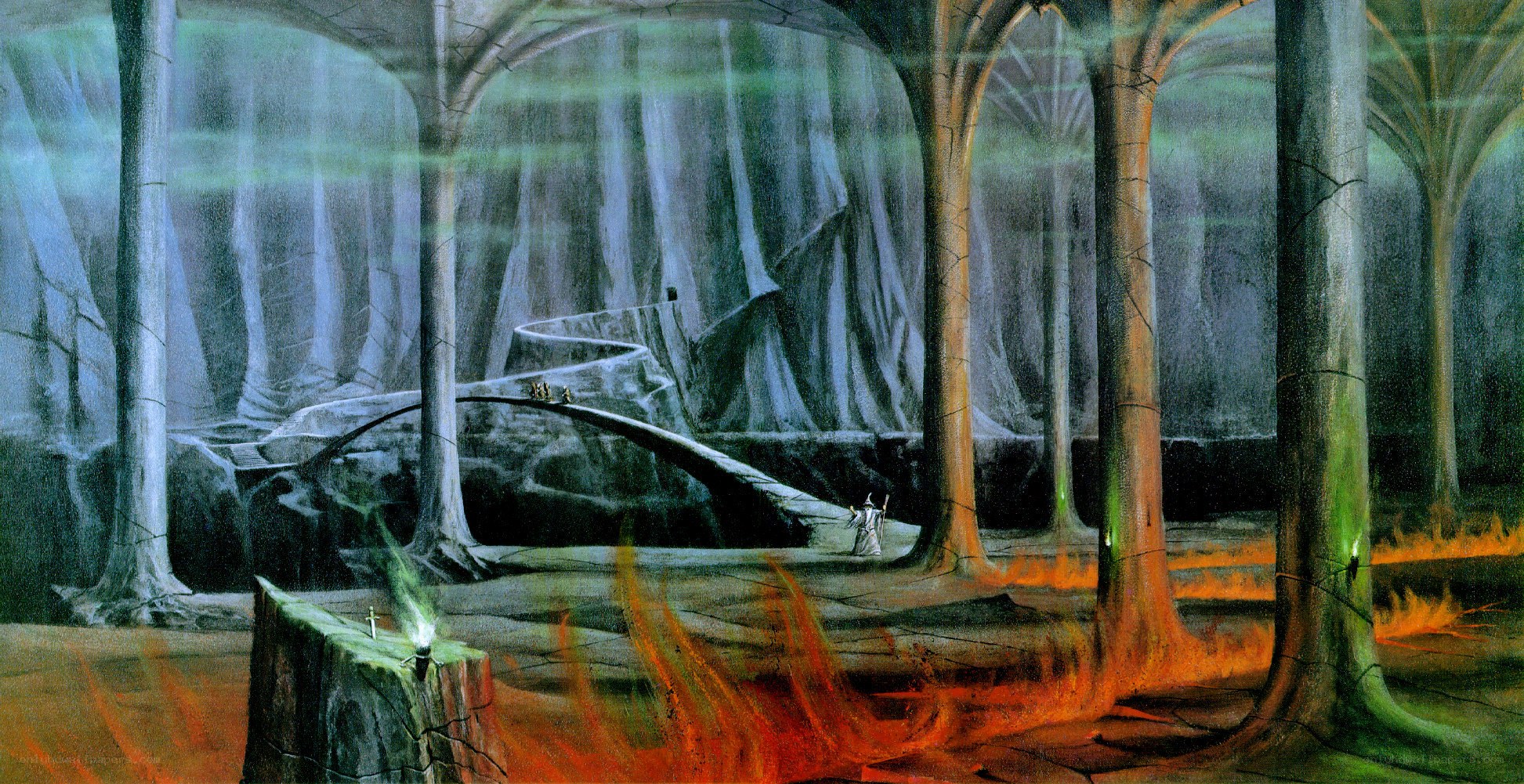 Cave with glowing trees