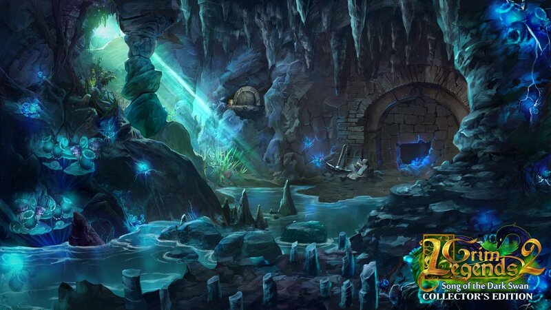 Cave with Glowing Water — Blue