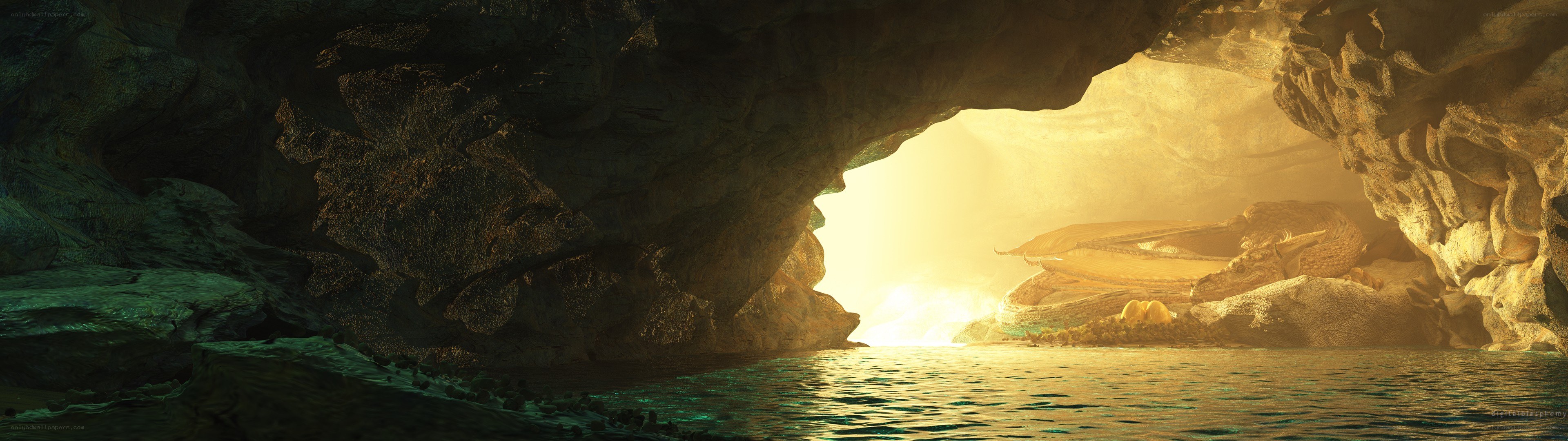 cave with golden light