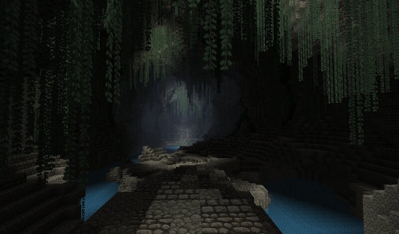 Cave with Hanging Vines — Green, Dark, Mysterious