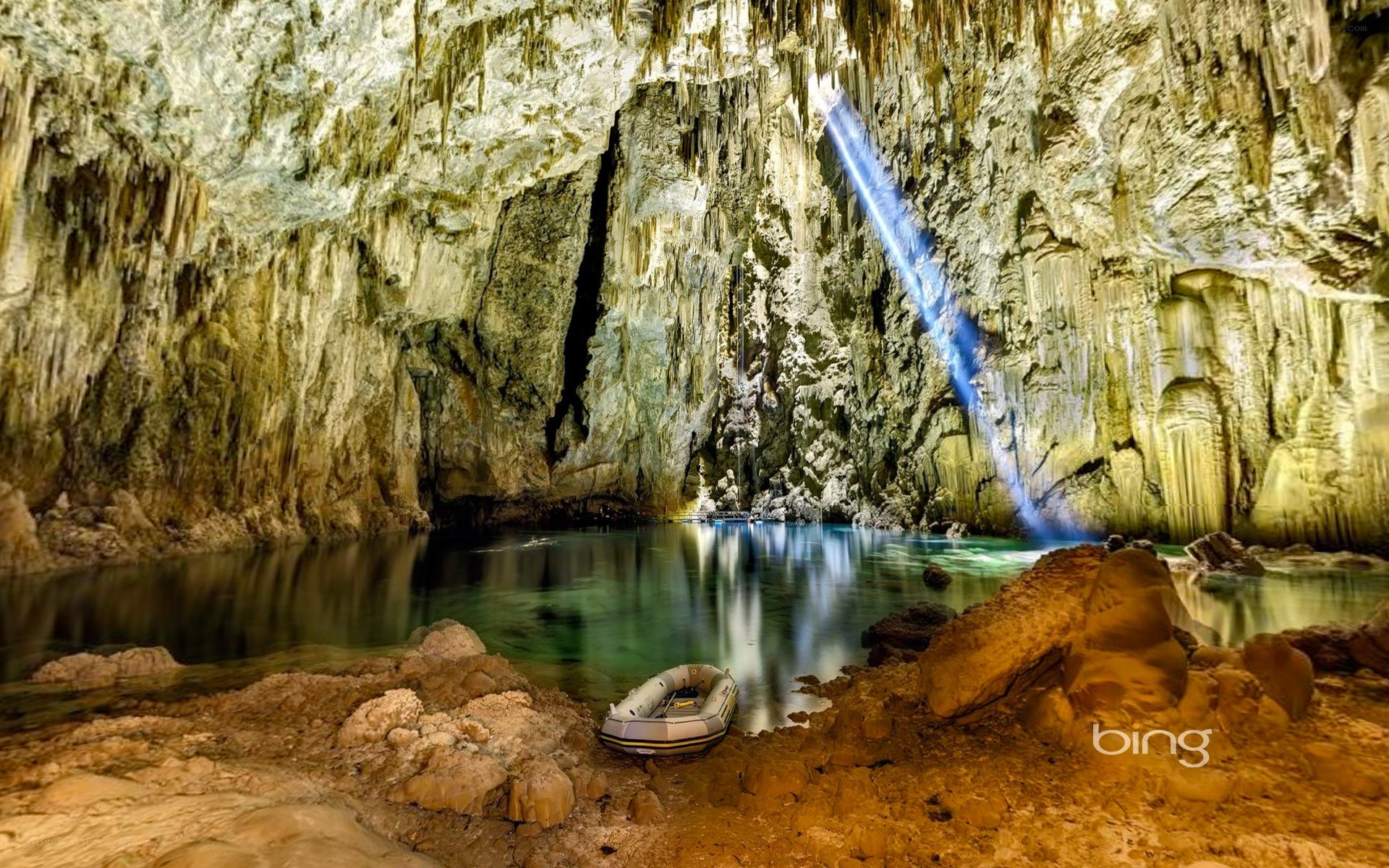 Cave with inflatable boat