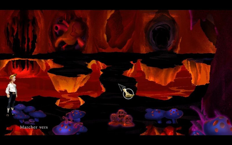 cave with lava and mushrooms