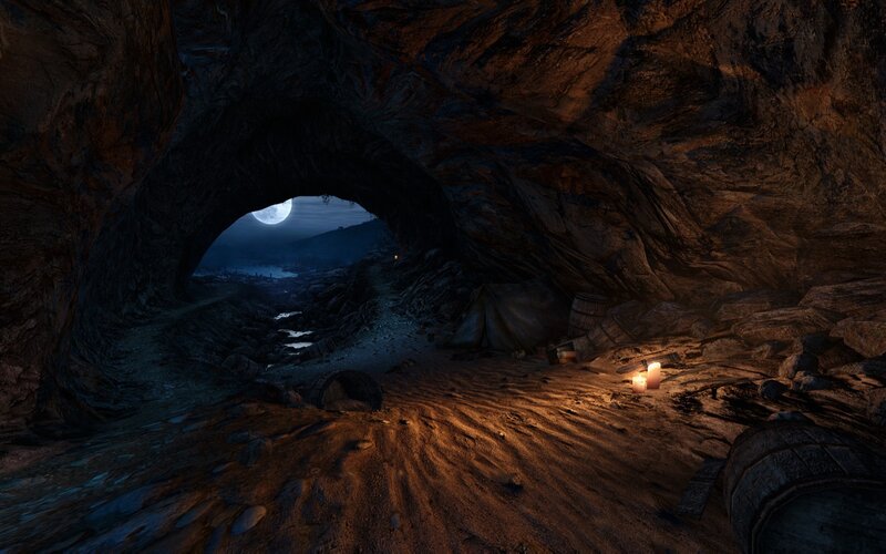 cave with moonlit view