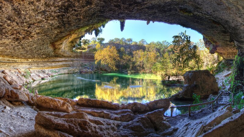 Cave with Pool and Trees