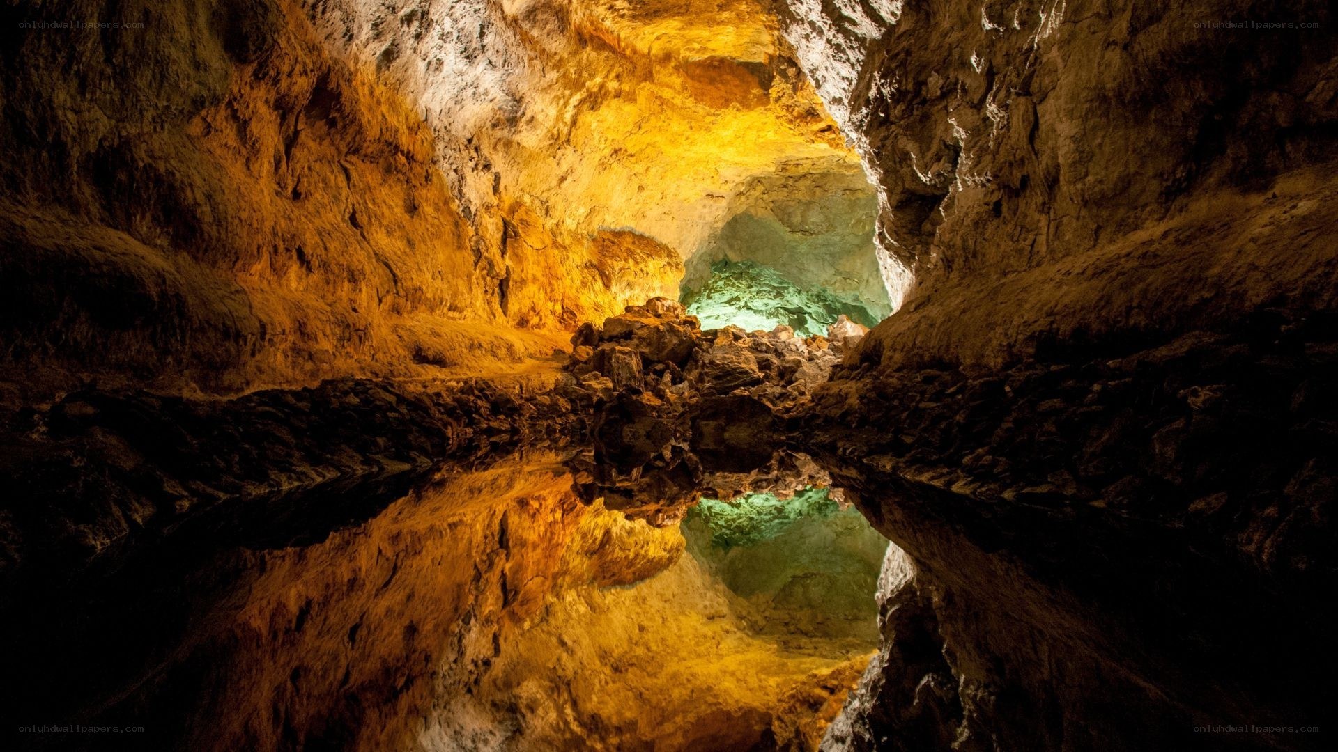 cave with reflective water