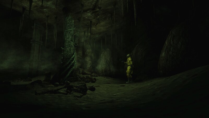 cave with skeletons and soldier