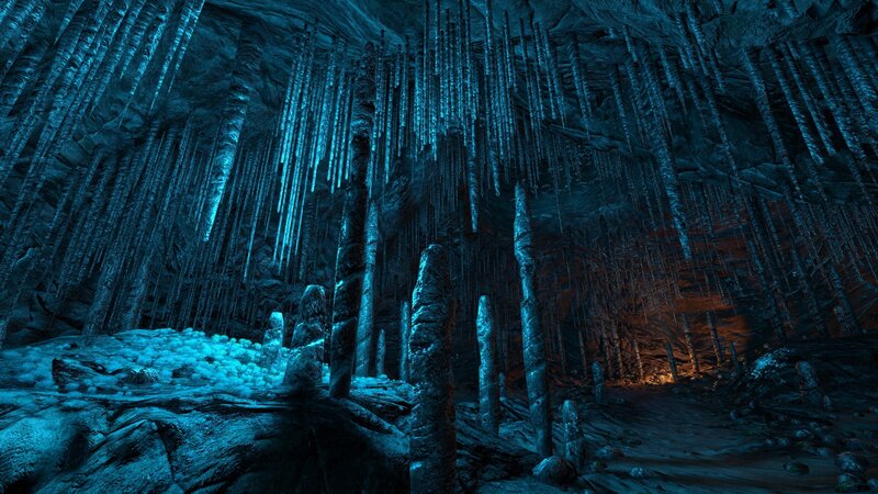 cave with stalactites and stalagmites
