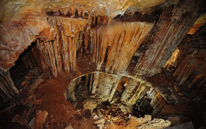 Cave with stalactites and stalagmites