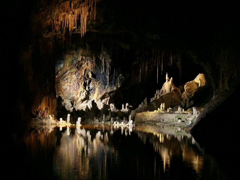Cave with stalactites and water