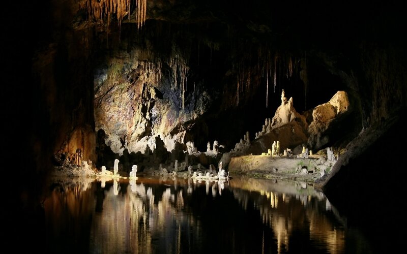 Cave with stalactites and water