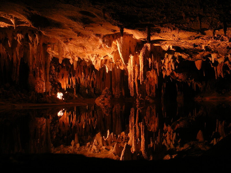 Cave with stalactites and water