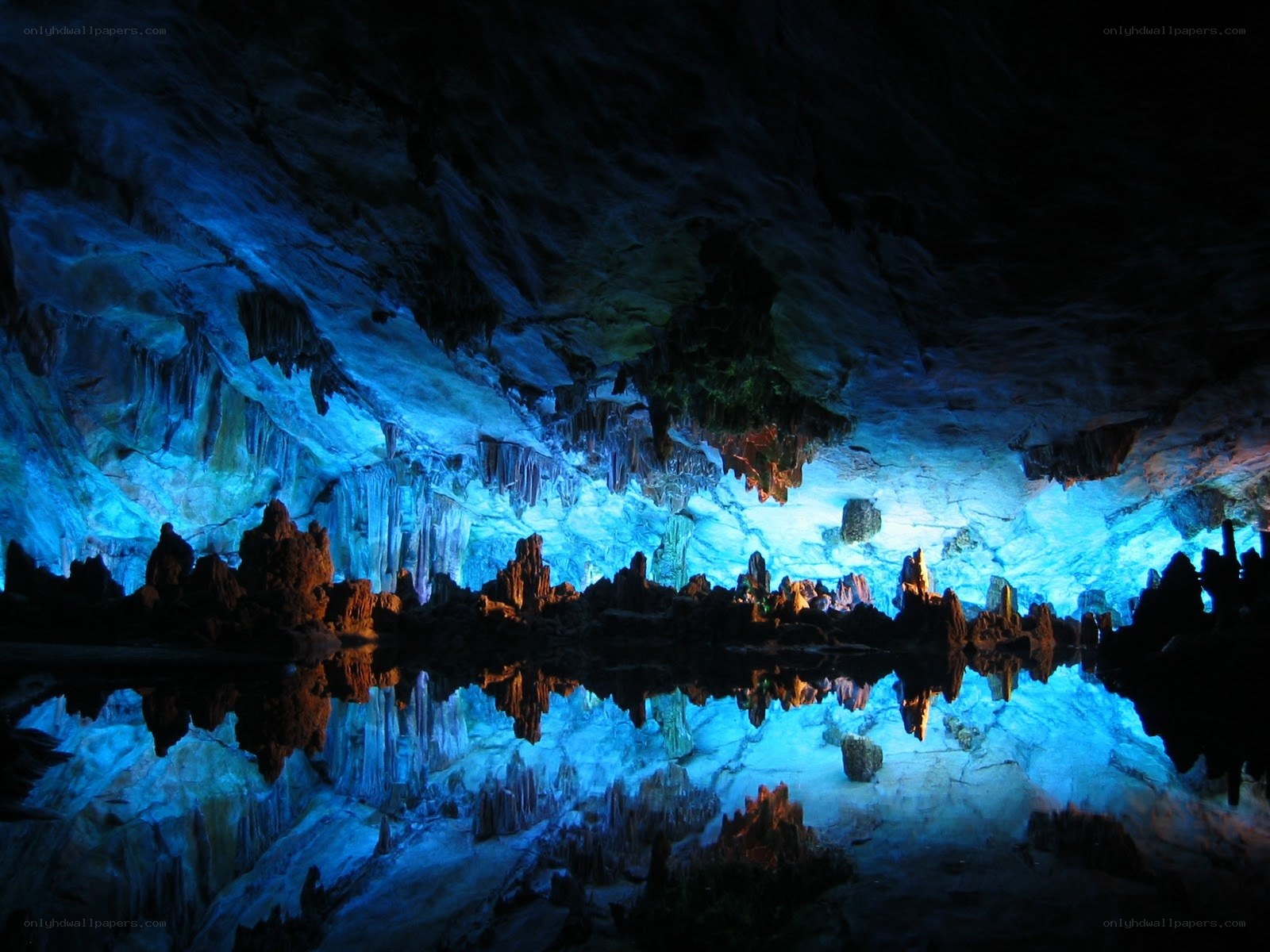 Cave with stalactites and water