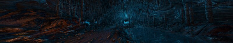 Cave with Stalactites — Blue, Dark, Night
