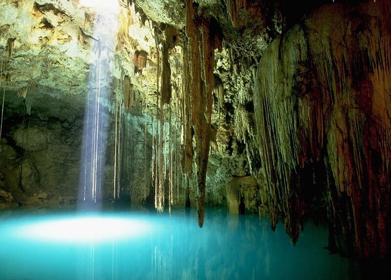 Cave with Stalactites — Blue, Dramatic, Photograph, Pool