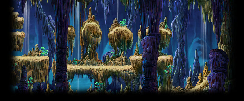 Cave with Stalactites — Blue, Mysterious