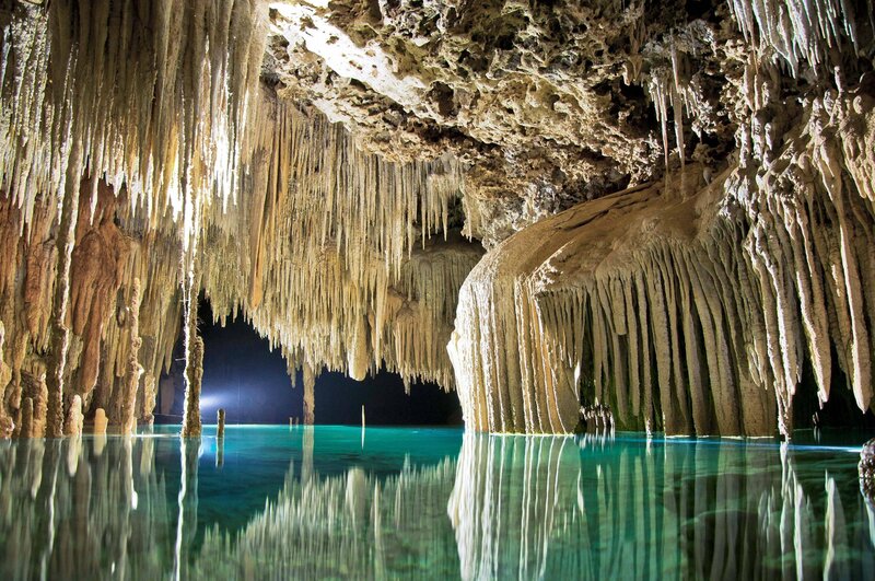 Cave with Stalactites — Brown, Dramatic, Night, Photograph