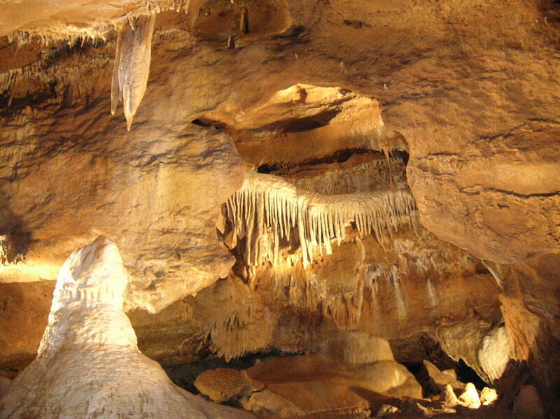 Cave with Stalactites — Brown, Dramatic, Photograph, Stalagmites, Rock Formations