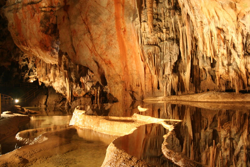 Cave with Stalactites — Brown, Dramatic, Photograph, Stalagmites