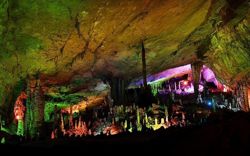 Cave with Stalactites — Green, Dramatic