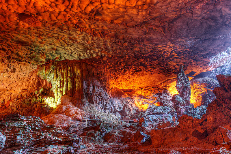 Cave with Stalactites — Orange, Dramatic