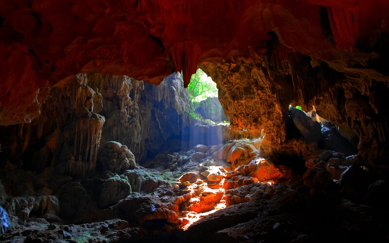 Cave with Stalactites — Red