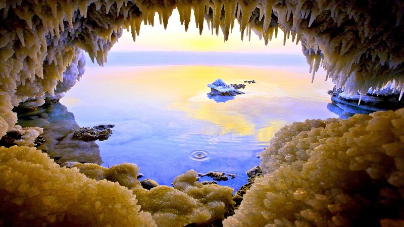 Cave with Stalactites — Yellow, Serene, Sunrise