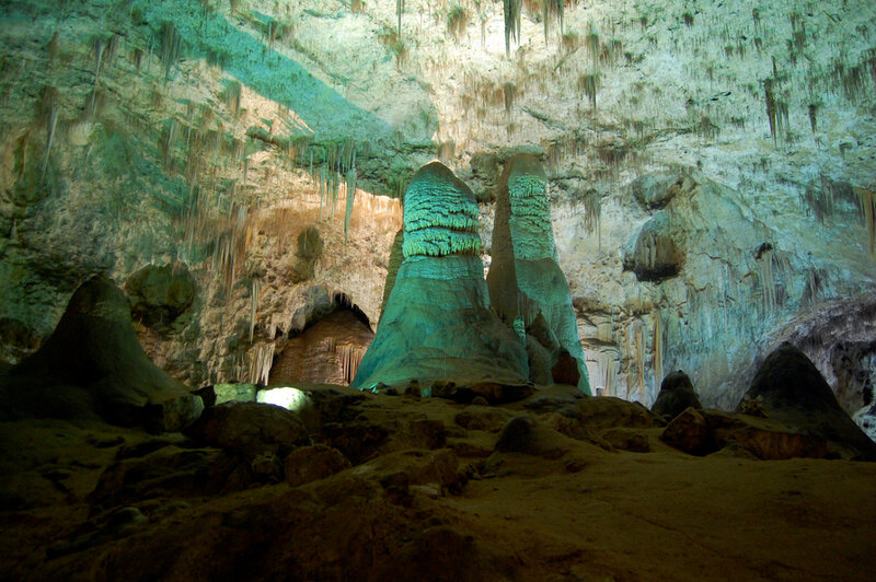cave with stalagmites and stalactites