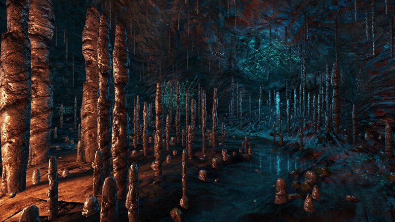 Cave with Stalagmites — Blue