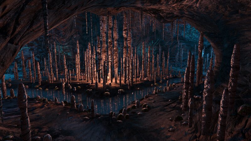 Cave with Stalagmites — Brown
