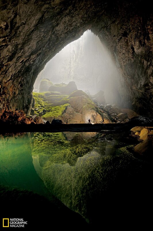 Cave with sunlit pool