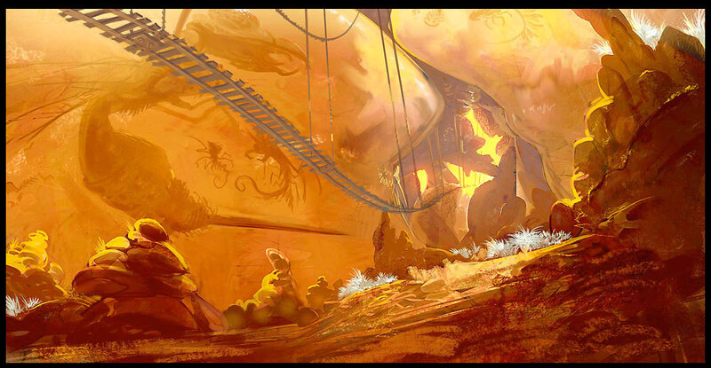 cave with train tracks