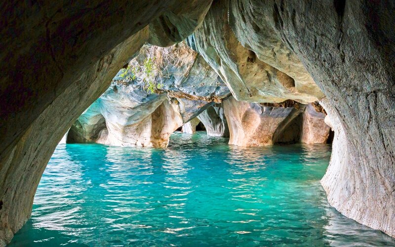 Cave with Turquoise Water — Blue, Serene, Afternoon, Photograph, Rock Formations