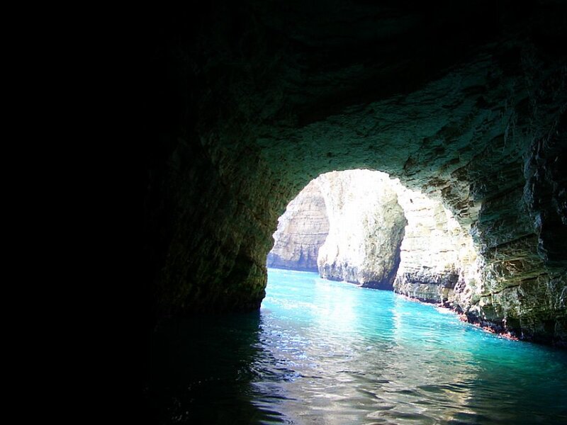 Cave with Turquoise Water — Blue