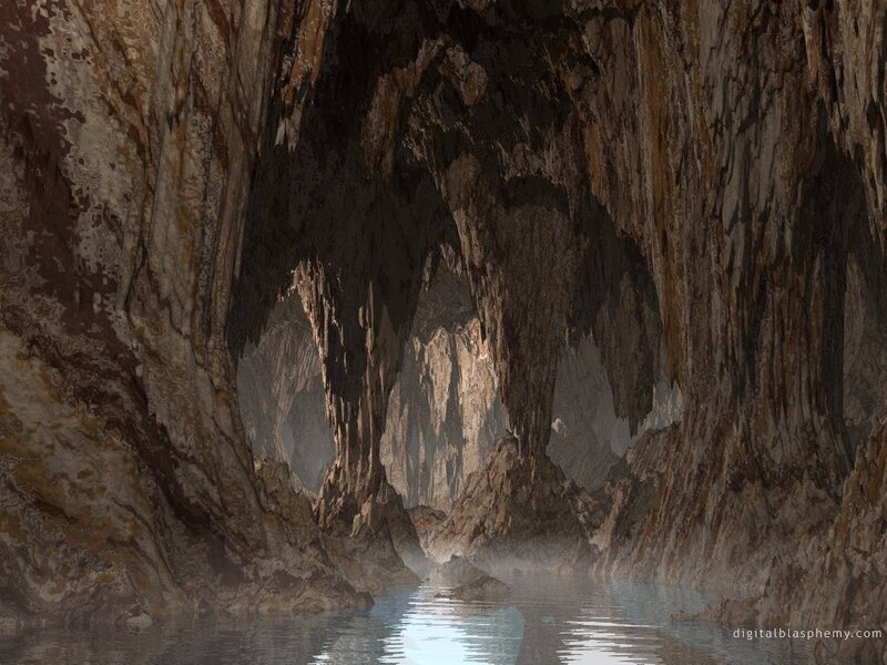 Cave with Underground River — Brown, Dramatic