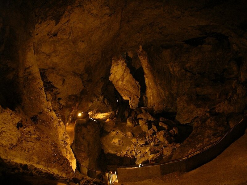 Cave with walkway and lighting