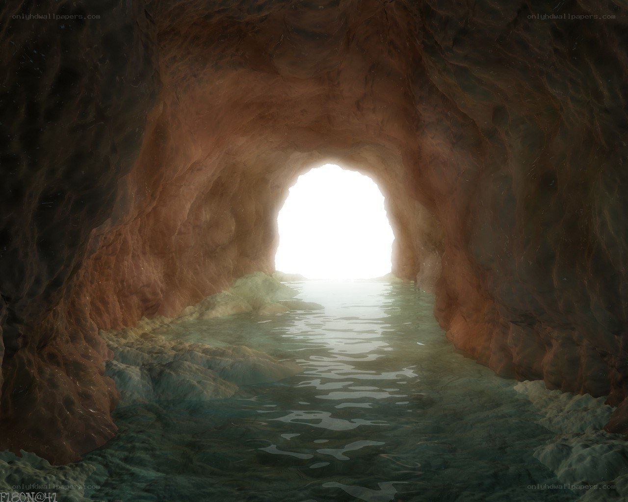 cave with water tunnel