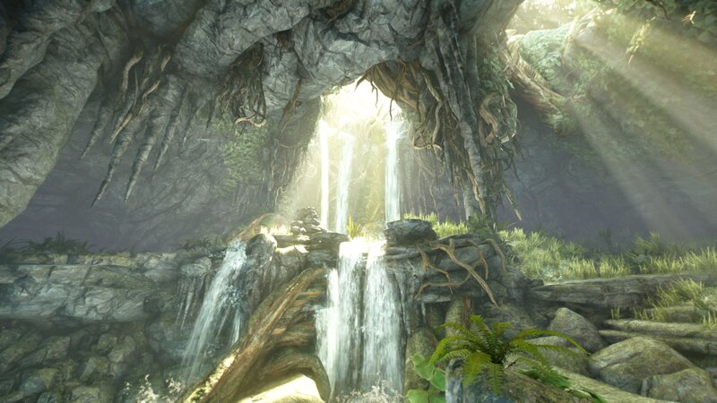 Cave with Waterfall — Gray, Serene