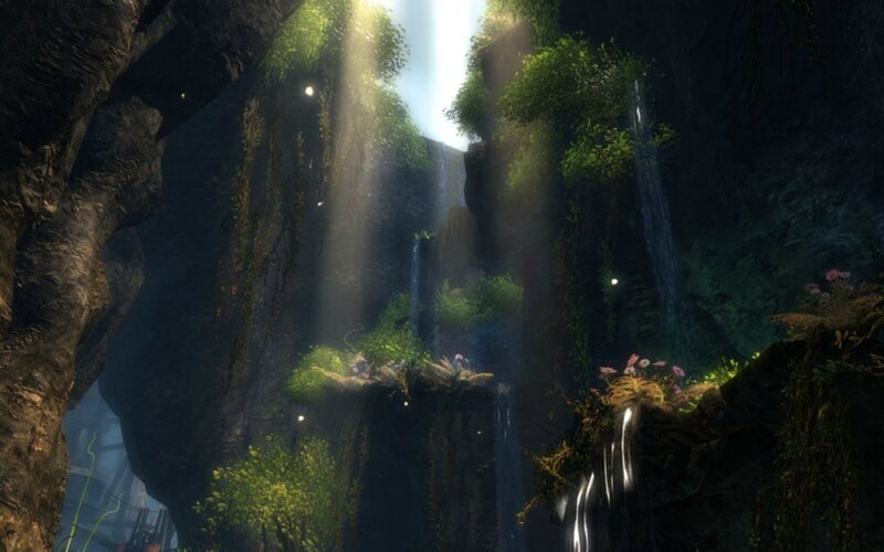 Cave with Waterfalls — Green