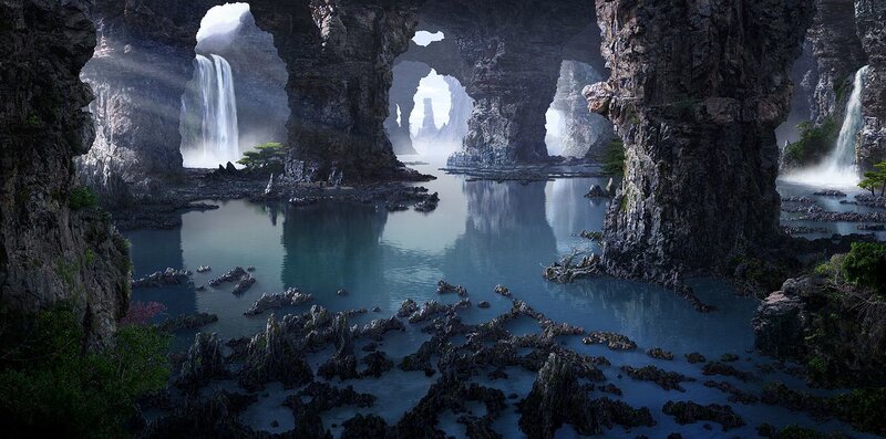 Cave with Waterfalls