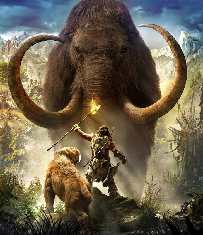 Caveman Facing Mammoth