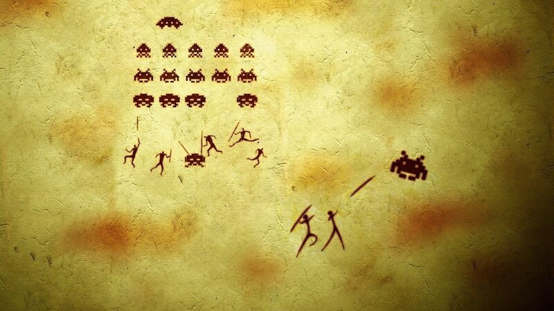Cavemen Fighting Aliens — Brown