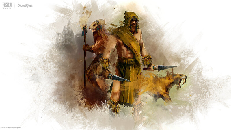 Cavemen with Saber-toothed Cat