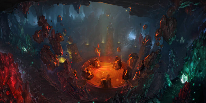cavern with glowing pool