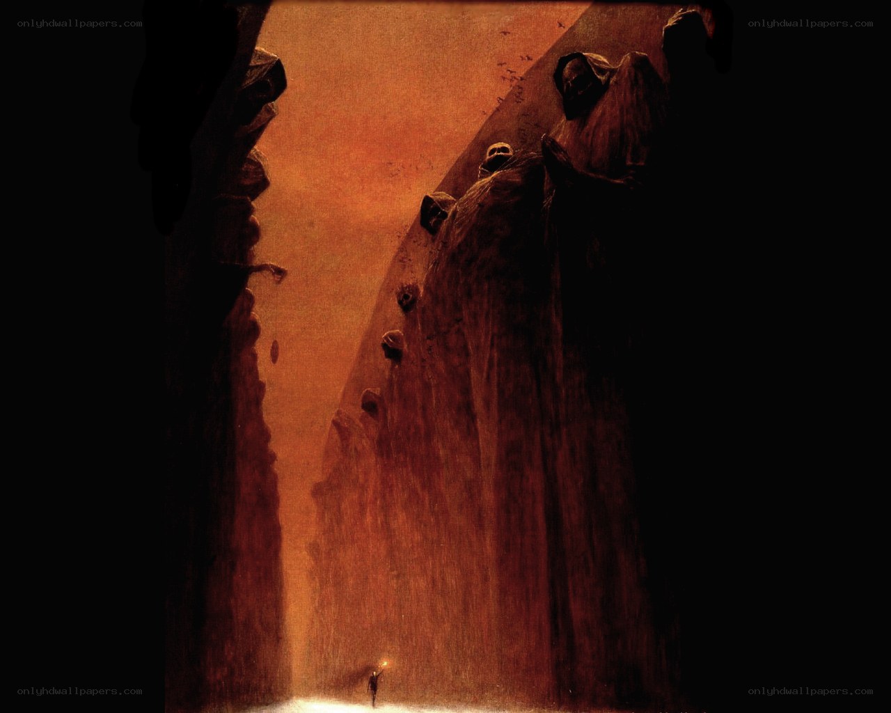 Cavern with hooded figures