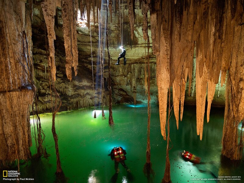 Cavers in a cenote
