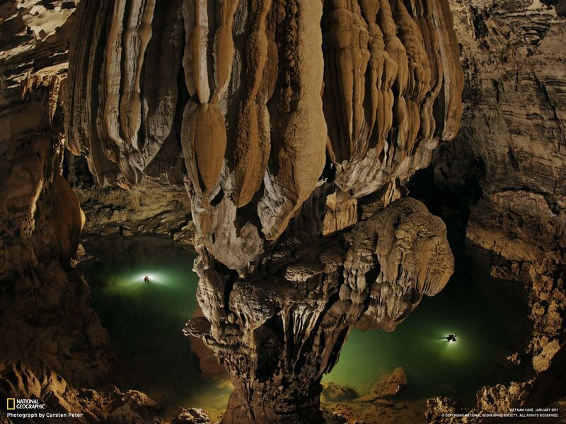 Cavers in Cave Pool — Brown